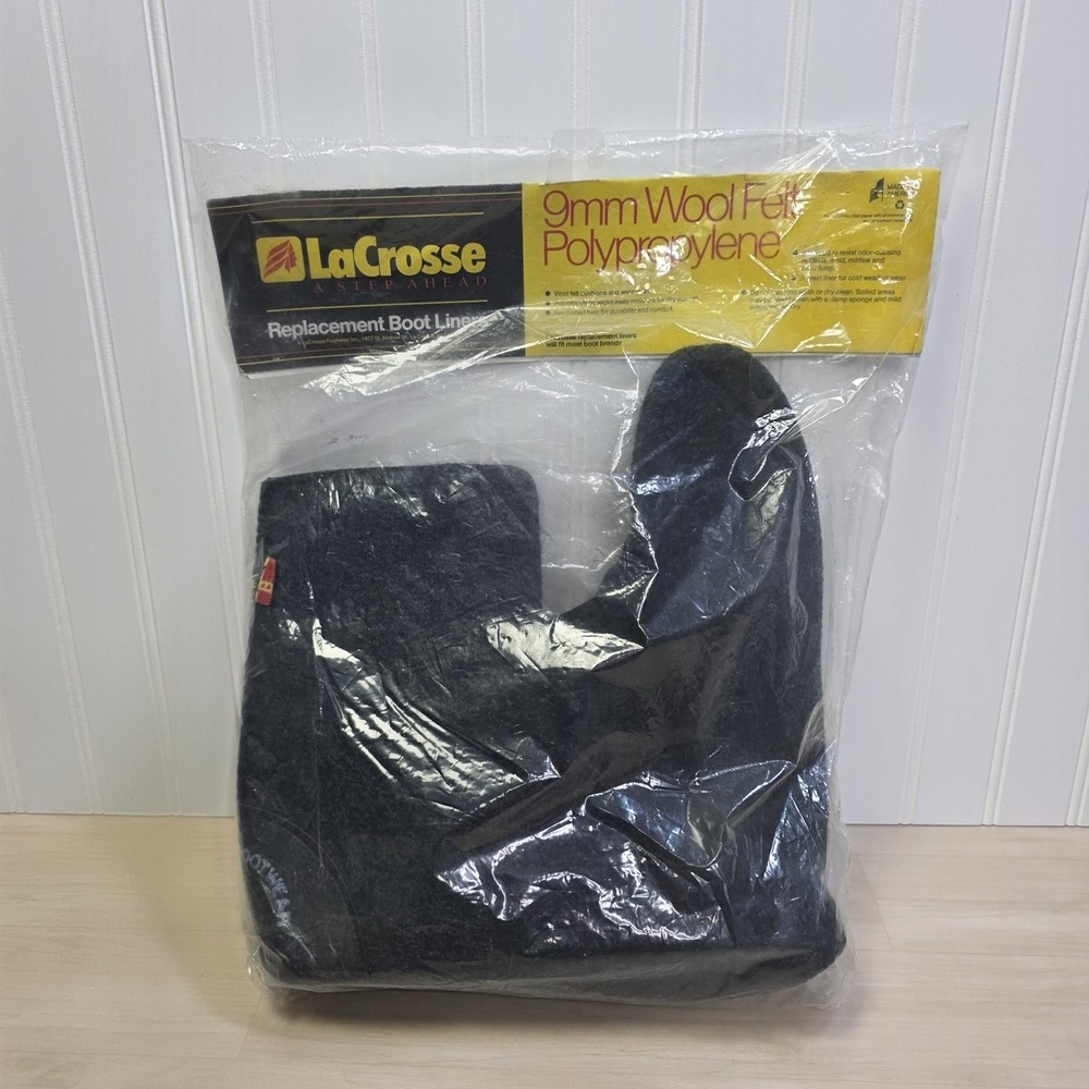 LaCrosse Replacement Boot Liners 9mm Wool Felt Mens Black Size 8 New